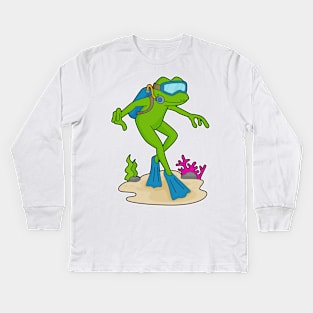 Frog Diver Swimming fins Kids Long Sleeve T-Shirt